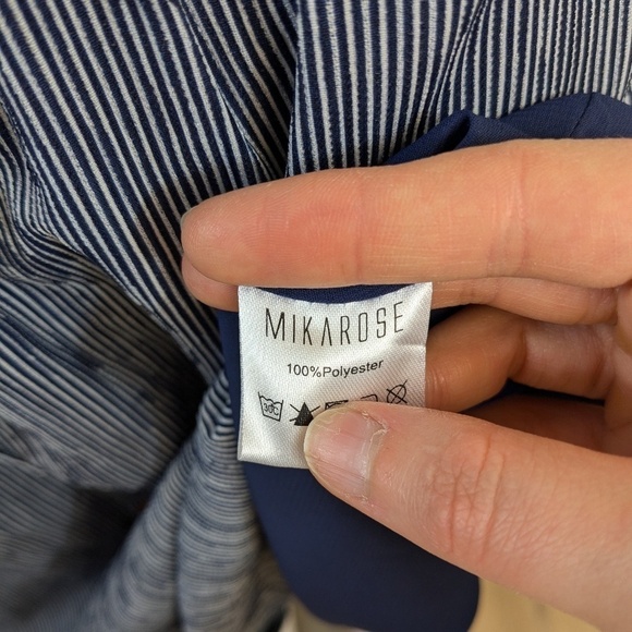 Mikarose Navy & White Vertical Striped Skirt w/Wooden Buttons Size S - Picture 3 of 4